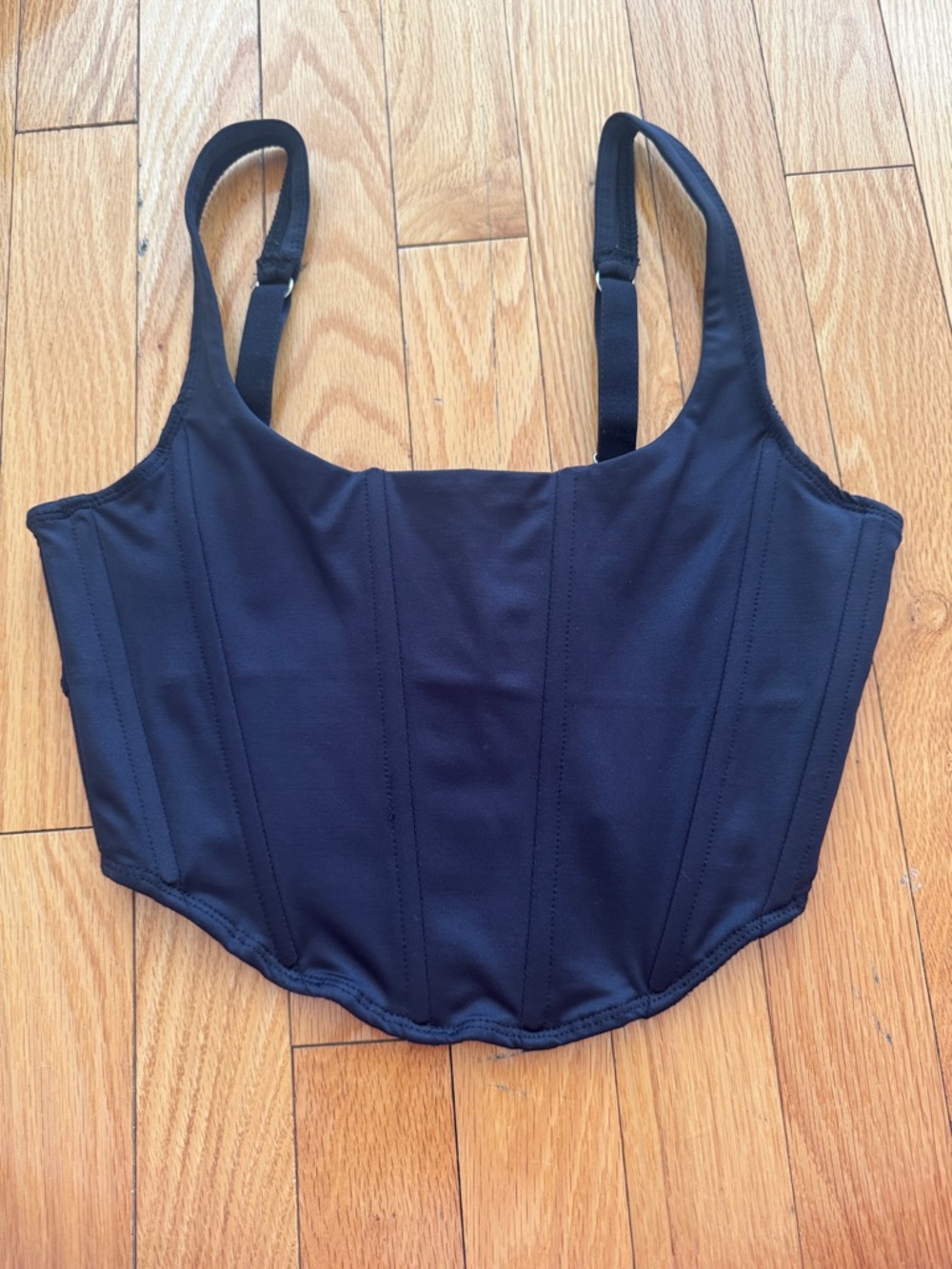 Black Structured Corset Tank Top - Size Small